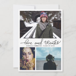 Söt examen Kärlek Och Tacksamhet Manus Tre Bilder Inbjudningar