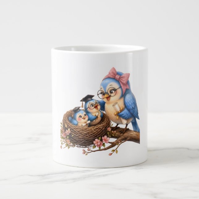 Söt examensfågel specialmugg jumbo mugg (Framsidan)
