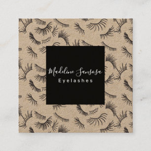 Söt Eyelash Technician Black Eyelash Doodles Fyrkantigt Visitkort