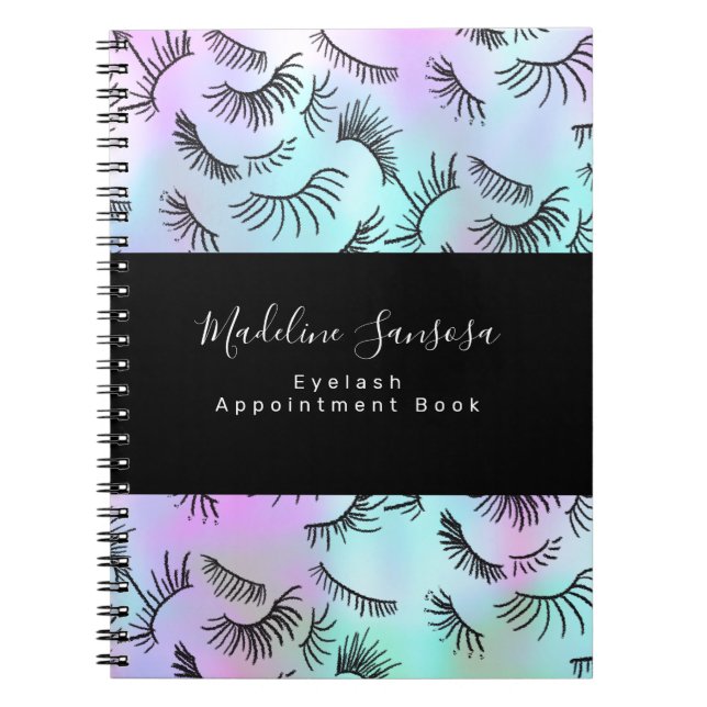 Söt Eyelash Technician Pastel Eyelash Doodles Anteckningsbok (Framsidan)