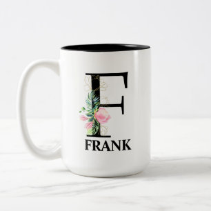 Söt F Monogrammed initial Två-Tonad Mugg