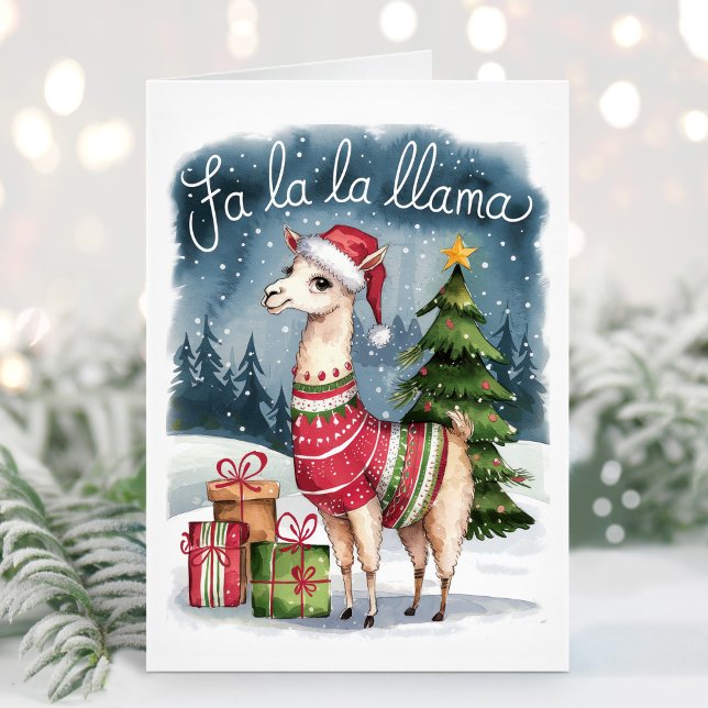 Söt Fa La La Lama Julkort Helgkort (Skapare uppladdad)