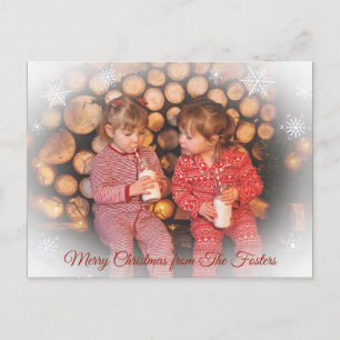 Söt Faded Snowflake Family Photo-jul Vykort