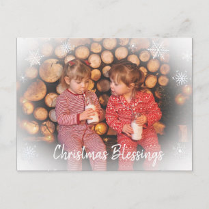 Söt Faded Snowflake Family Photo-jul Vykort