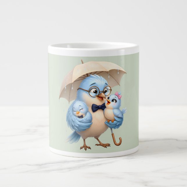 Söt Fader Fågel Kaffe Mugg Jumbo Mugg (Framsidan)