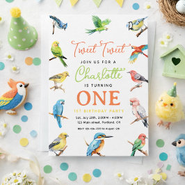 Söt Fågel 1-årsfest | Söt Babyfågel-fest Inbjudningar