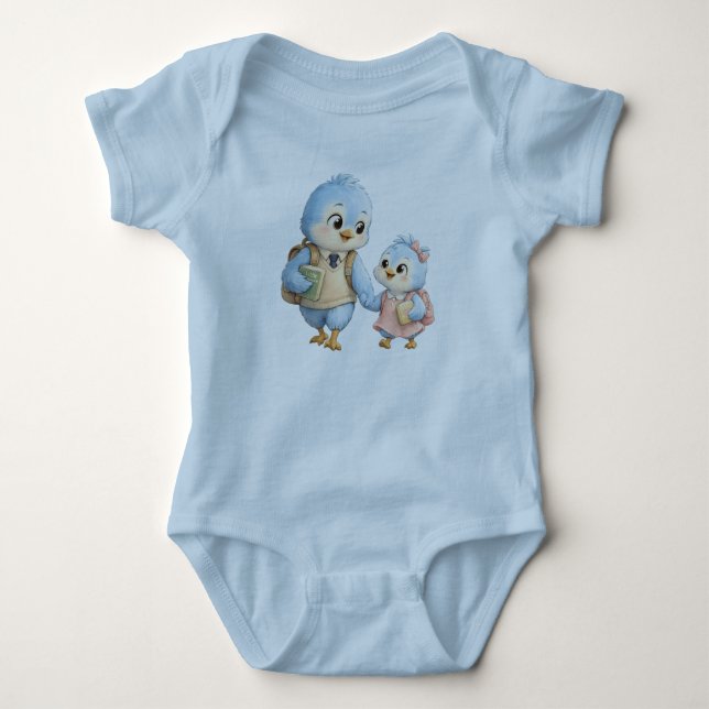 Söt Fågel Bror Baby Kroppsdräkt Design T Shirt (Framsida)