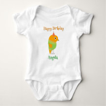 Söt Fågel Glad Födelsedag Baby Bodysuit