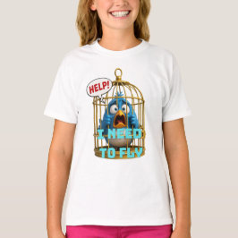 Söt fågel i en bur Frihet & Djur T Shirt