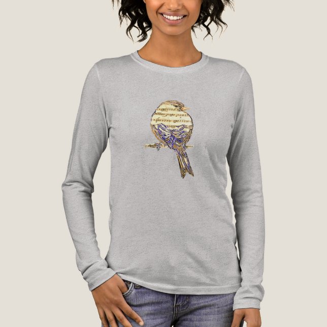 Söt fågel med musiknoter Anpassa  T Shirt (Framsida)