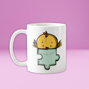 Söt Fågel Pusselbit Kaffemugg