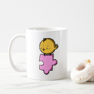 Söt Fågel Rosa Pusselbit Kaffemugg