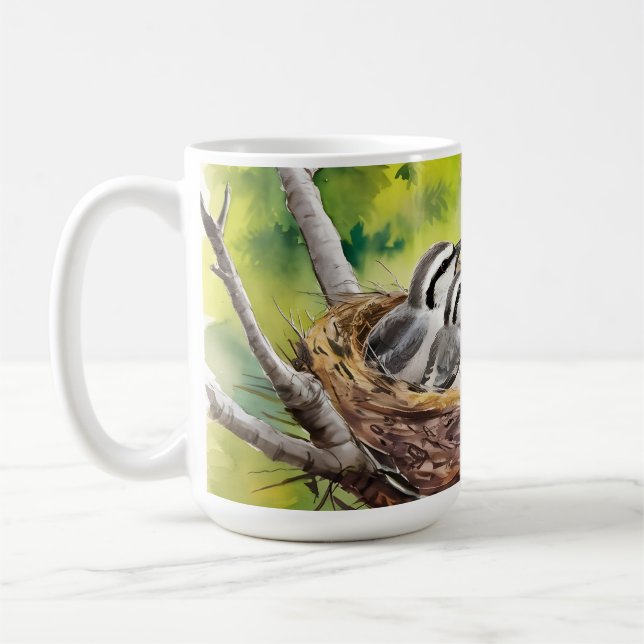 Söt fågelbo-målning kaffemugg (Vänster)