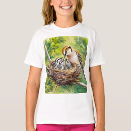 Söt fågelbo-målning t shirt