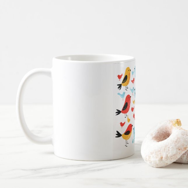 Söt Fågelmönstrad Kaffemugg (Med munk)