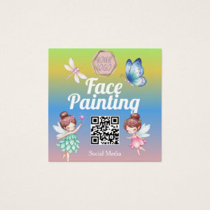 Söt Fairies Ansiktsmålare Artist Banners Tecken Fyrkantigt Visitkort