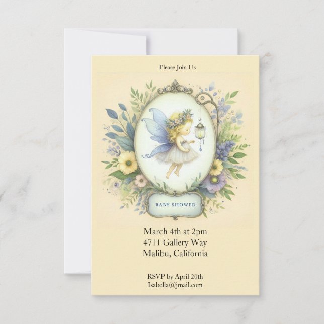 Söt Fairy Baby Shower Inbjudningar (Framsida)