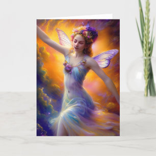 Söt Fairy Dancing i Vinden Kort
