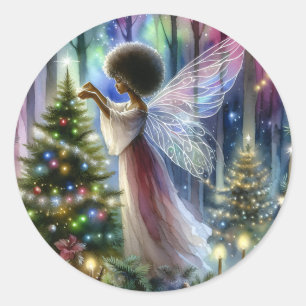 Söt Fairy Decoration Julgran Runt Klistermärke