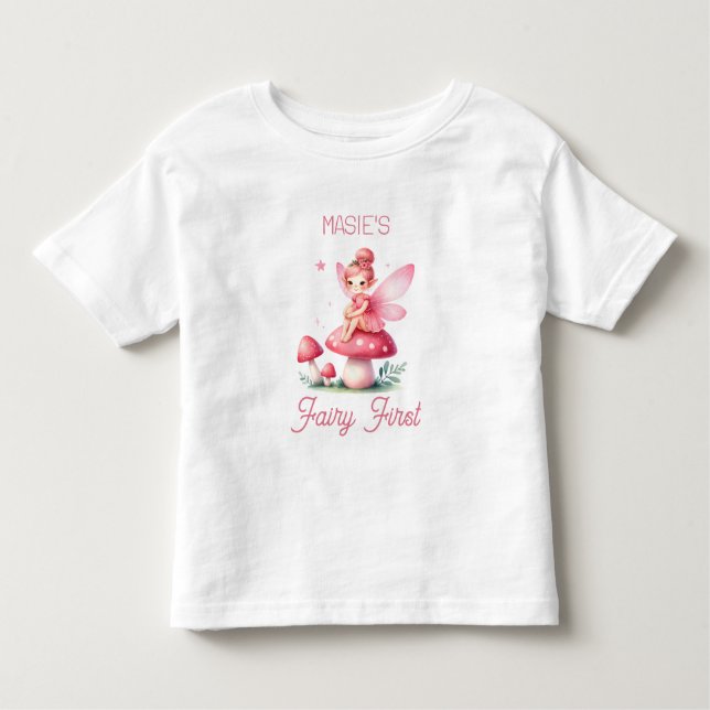 Söt "Fairy First" Första födelsedagsmilstolpe  T Shirt (Framsida)