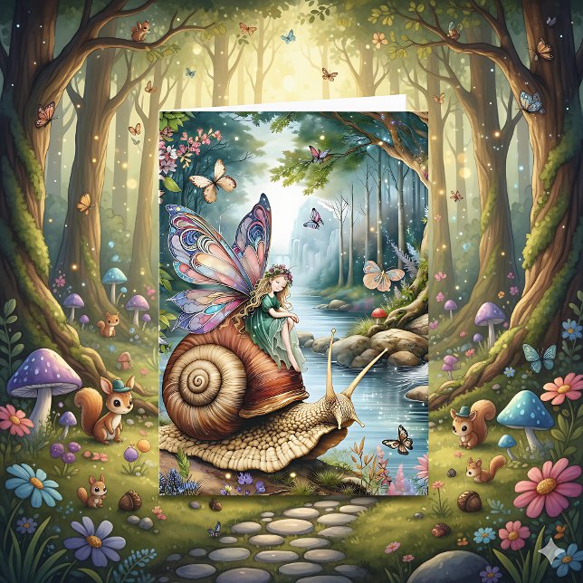 Söt Fairy Land Birday Card med färgningssida Kort (Skapare uppladdad)