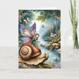 Söt Fairy Land Birday Card med färgningssida Kort