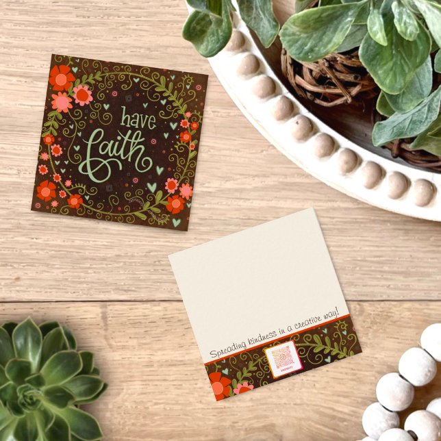 Söt Faith Blommigt Heart Inspiration Kindness Card Fyrkantigt Visitkort (Skapare uppladdad)