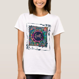 Söt Faith Blommigt Löv Inspiritivity T-Shirt