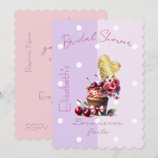 Söt Faith Pastell Körsbärsbåge Blommig Cupcake Hjä Inbjudningar