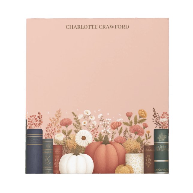 Söt Fall Blommigt Bookish Anteckningsblock (Framsida)