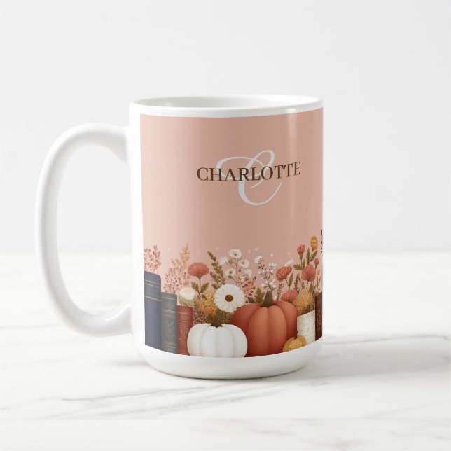 Söt Fall Blommigt Bookish Keepsaké Kaffemugg (Vänster)