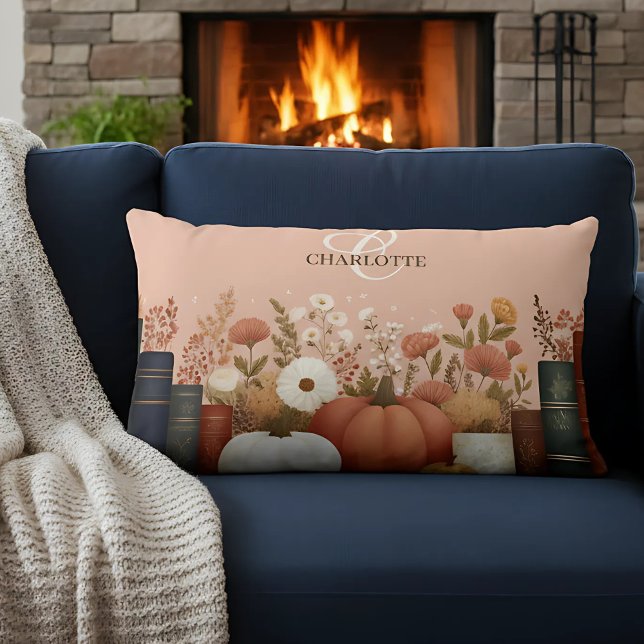 Söt Fall Blommigt Bookish Lumbarkudde (Skapare uppladdad)