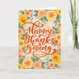 Söt Fall Flowers - Happy thanksgiving Kort