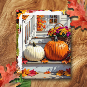 Söt Fall Front Steg Happy thanksgiving Vykort