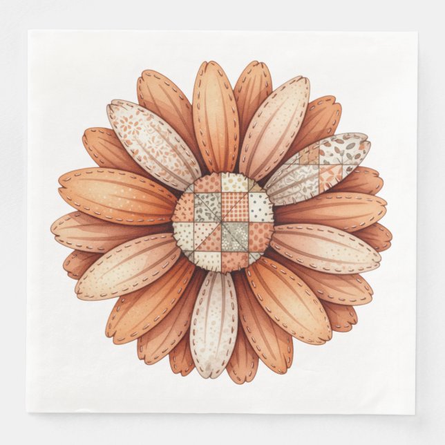 SÖT FALL PATCHWORK LOOK AUTUMN FLOWERS PAPPERSSERVETT (Framsida)