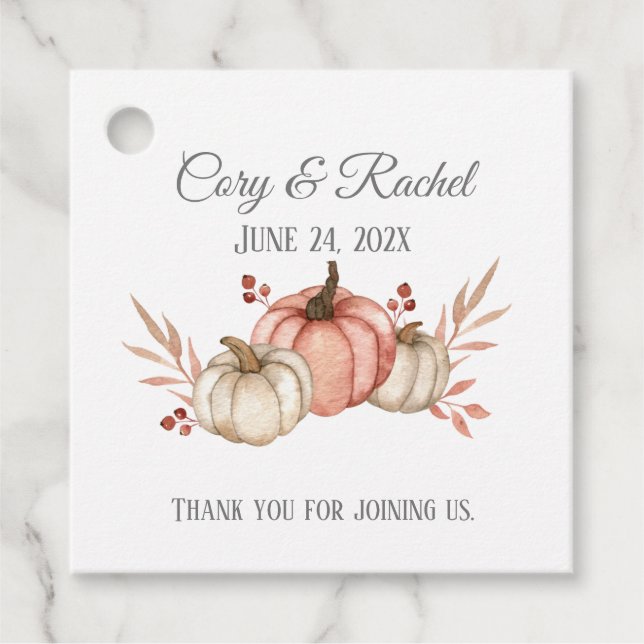 Söt Fall Pumpkin Bouquet Bröllop Classic Round  Gåvor Etiketter (Framsida)