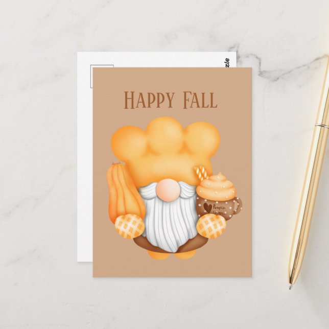 Söt Fall Säsong bakande gnome-text Vykort (Fram/Back In Situ)