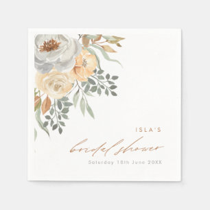 Söt Fall Tan & Grått Blommigt Möhippa Pappersservett