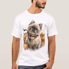 SÖT FALL THEMED HIMALAYAN CAT MED PUMPKINER T SHIRT