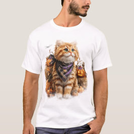 SÖT FALL THEMED ORANGE TABBY KATT T SHIRT
