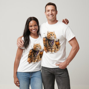 SÖT FALL THEMED ORANGE TABBY KATT T SHIRT
