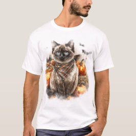 SÖT FALL THEMED SIAMESE CAT T SHIRT