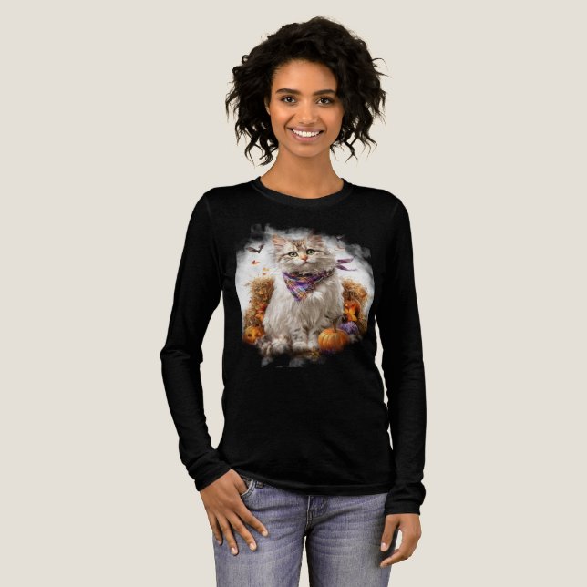 SÖT FALL THEMED TURKISH ANGORA CAT T SHIRT (Hel framsida)