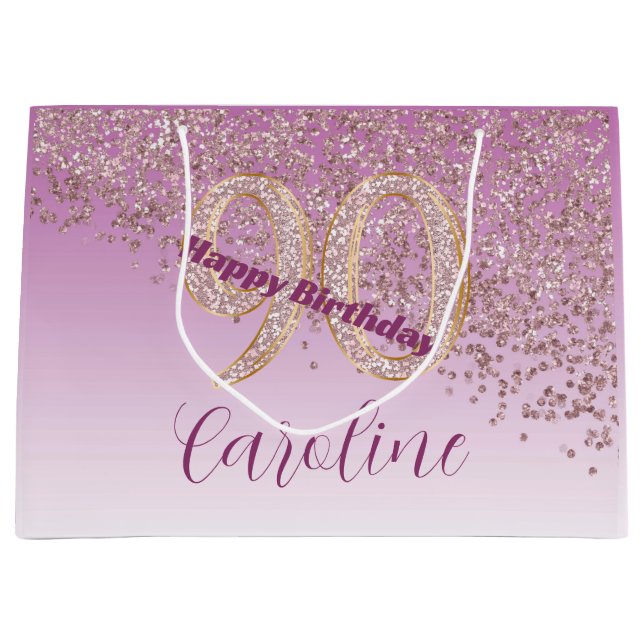 Söt Fallande 90:e födelsedag i Ro Guld Glitter (Framsidan)