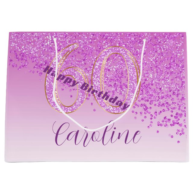 Söt Fallande Rosa Glitter 60:e födelsedagen (Framsidan)