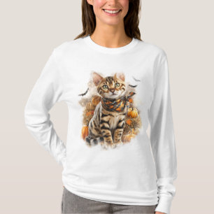 SÖT FALLER BENGALKATT MED PUMPKINER T SHIRT