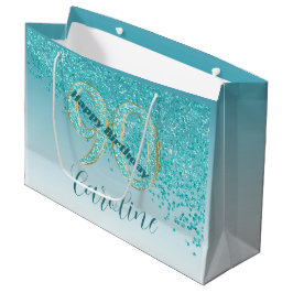 Söt Falling Teal Blue Glitter 90:e Birday