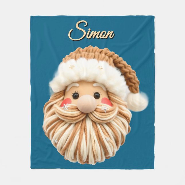 Söt falsk garn jul Santa virkad  Fleecefilt (Framsidan)