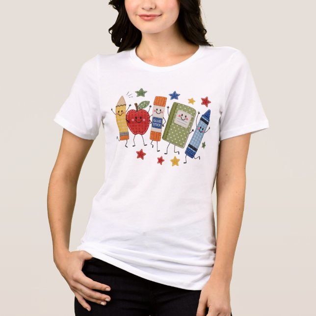 Söt Falsk Lapp Tillbaka Till Skolan Söt Present Fö T Shirt (Framsida)