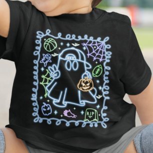 Söt falsk neonglöd Halloween kuslig spökflicka T Shirt